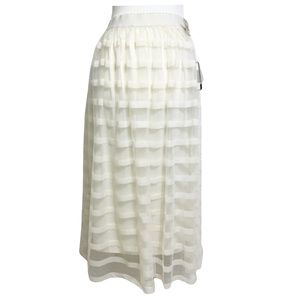 NWT Metro Wear Circle Skater Tulle Skirt Stripes Ivory Elastic Waistband Size M
